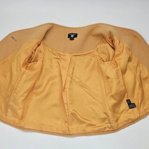 Ellen Tracy Mustard Yellow Angora & Wool Blend One Button Coat Sz 8 Pockets - Picture 4 of 7